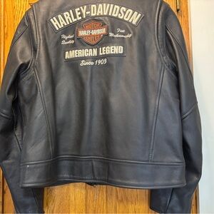 Harley-Davidson Black Leather Jacket with Flag Detail